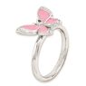 Picture of Silver Butterfly Ring Pink Enameled White CZ