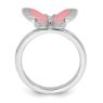 Picture of Silver Butterfly Ring Pink Enameled White CZ