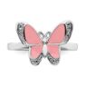 Picture of Silver Butterfly Ring Pink Enameled White CZ