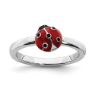 Picture of Silver Lady Bug Ring Red & Black Enameled