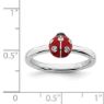 Picture of Silver Lady Bug Ring Red & Black Enameled