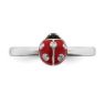 Picture of Silver Lady Bug Ring Red & Black Enameled