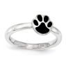 Picture of Silver Ring Paw Print  Black Enameled