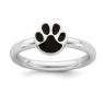 Picture of Silver Ring Paw Print  Black Enameled