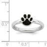 Picture of Silver Ring Paw Print  Black Enameled