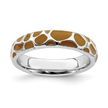 Picture of Silver Stackable Ring 4.50 mm Brown Enameled Animal Print