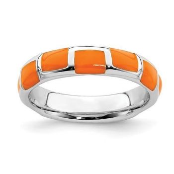 Picture of Silver Stackable Ring 4.50 mm Orange  Enameled