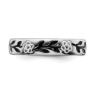 Picture of Sterling Silver Stackable Flower Ring Black Enameled