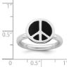 Picture of Silver Stackable Ring 2.25 mm Black Enameled Peace Sign