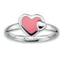 Picture of Silver Stackable Ring 2.25 mm Pink Enameled Hearts