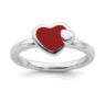 Picture of Silver Stackable Ring 2.25 mm Red Enameled Hearts