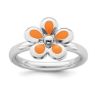 Picture of Silver Stackable Ring 2.25 mm Orange Enameled Flower