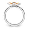 Picture of Silver Stackable Ring 2.25 mm Orange Enameled Flower