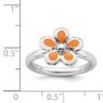 Picture of Silver Stackable Ring 2.25 mm Orange Enameled Flower