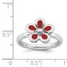 Picture of Silver Stackable Ring 2.25 mm Red Enameled Flower