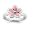 Picture of Silver Stackable Ring 2.25 mm Pink Enameled Flower