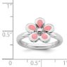 Picture of Silver Stackable Ring 2.25 mm Pink Enameled Flower