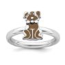 Picture of Silver Stackable Ring 2.25 mm Brown Enameled Dog Design