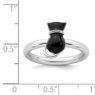 Picture of Silver Stackable Ring 2.25 mm Black Enameled Cat Design