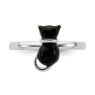 Picture of Silver Stackable Ring 2.25 mm Black Enameled Cat Design