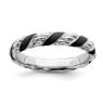 Picture of Silver Stackable Expressions Black Enameled Patterned Ring