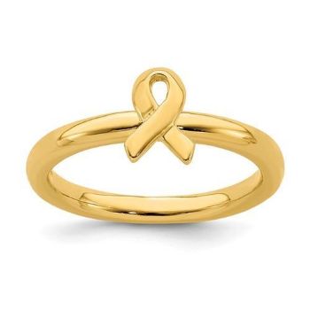 Picture of Silver Stackable 18K Gold-plated Awareness Ribbon Ring