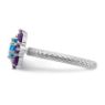 Picture of Silver Flower Ring Blue Topaz & Amethyst stones