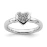 Picture of Silver Stackable Heart Diamond Ring