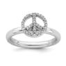 Picture of Silver Stackable Peace Symbol Diamond Ring