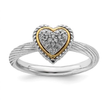 Picture of Sterling Silver Heart Diamond Ring