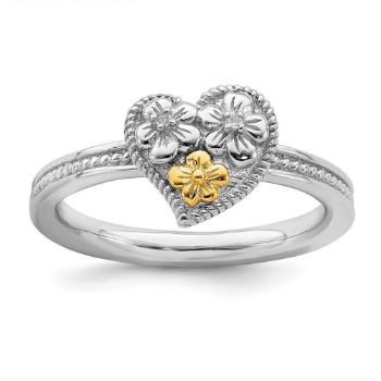 Picture of Sterling Silver Heart Diamond Ring