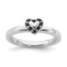 Picture of Sterling Silver Stackable Heart Black & White Diamond Ring