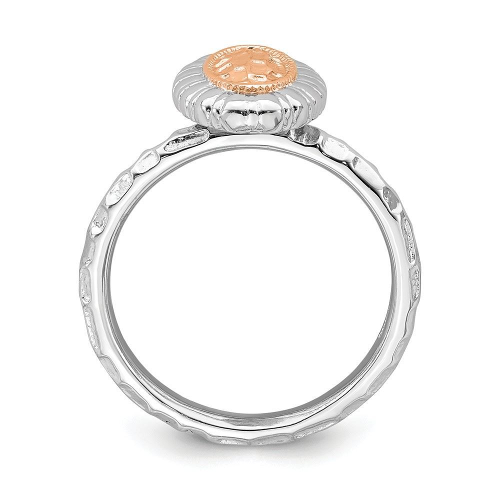 Carina Gems. Sterling Silver Oval Ring with 14K Rose Gold Accent