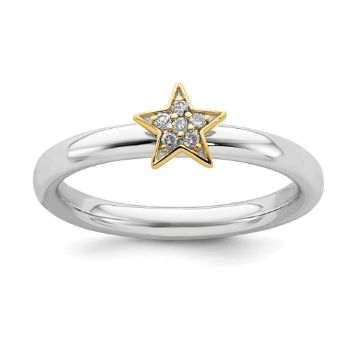 Picture of Sterling Silver Diamond Star Ring