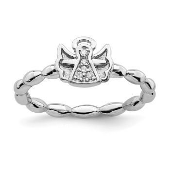 Picture of Diamond Angel With Halo Ring Silver Stackable