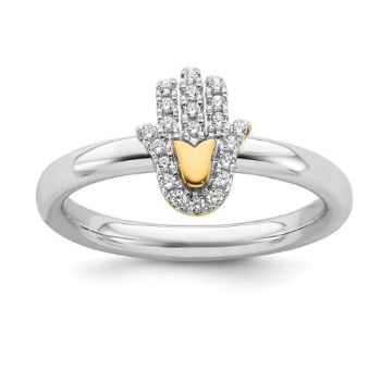 Picture of Diamond Gold-Plated Chamseh Ring Sterling Silver