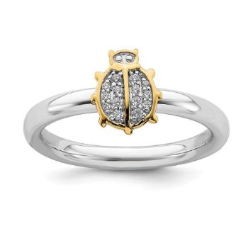 Picture of Diamond Gold-Plated Ladybug Ring Sterling Silver