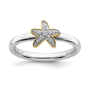 Picture of Diamond Gold-Plated Starfish Ring Sterling Silver