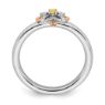 Picture of Rose-Plated Flower Citrine and Diamonds Ring Sterling Silver