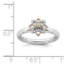 Picture of Rose-Plated Flower Citrine and Diamonds Ring Sterling Silver