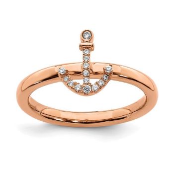 Picture of Diamond Anchor Ring Sterling Silver Rose Gold Plated