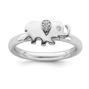 Picture of Diamond Elephant Ring Sterling Silver