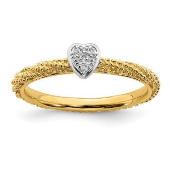 Picture of Diamond Heart Ring Sterling Silver Gold Plated