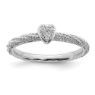 Picture of Diamond Textured Heart Ring Sterling Silver Stackable Expressions