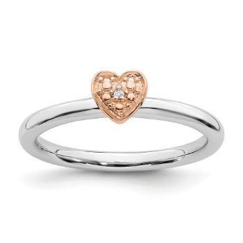 Picture of Diamond Rose Gold Plated Heart Ring Sterling Silver