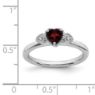 Picture of Silver Garnet And Diamond Hearts Ring