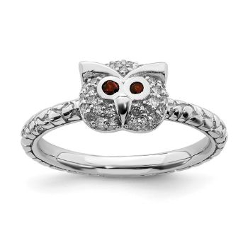 Picture of Silver Owl Garnet And Diamond Ring