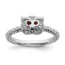 Picture of Silver Owl Garnet And Diamond Ring