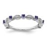Picture of Sterling  Silver Stackable Created Sapphire Diamond Ring