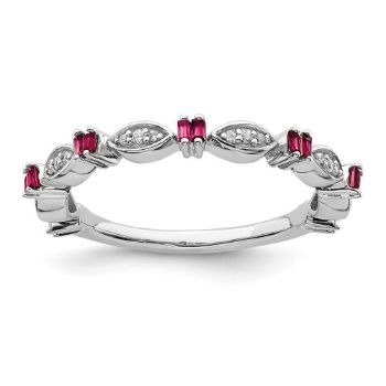 Picture of Sterling  Silver Stackable Created Ruby Diamond Ring